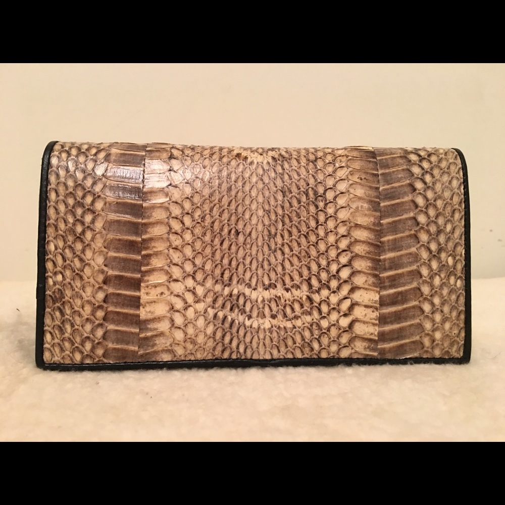 Snake Skin and leather Clutch or Wallet